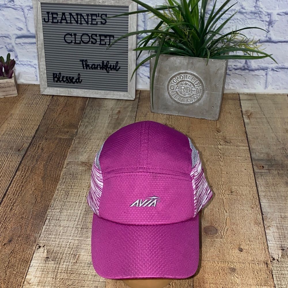 Avia Hat Cap Strap Back Purple Gray Lightweight Running Featherlight Ladies